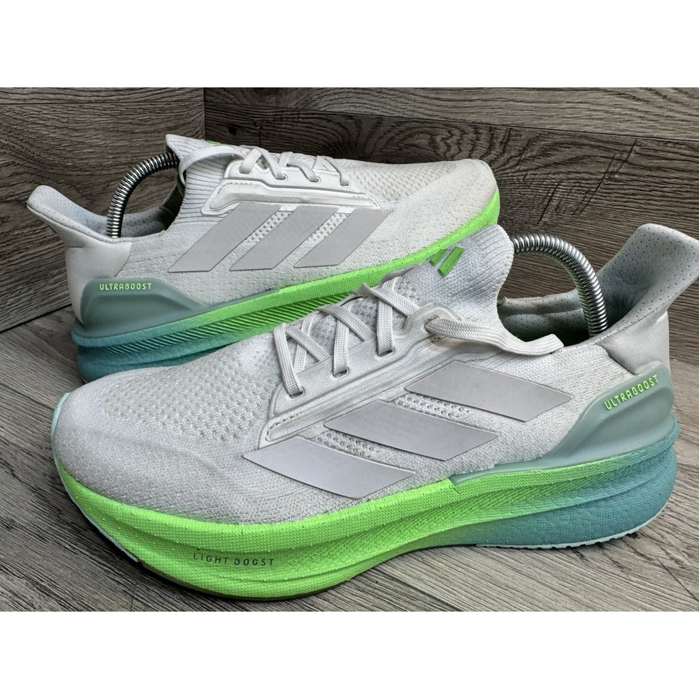 Adidas Ultraboost Mens Size 8.5 Running Shoes White Green Athletic Sneakers